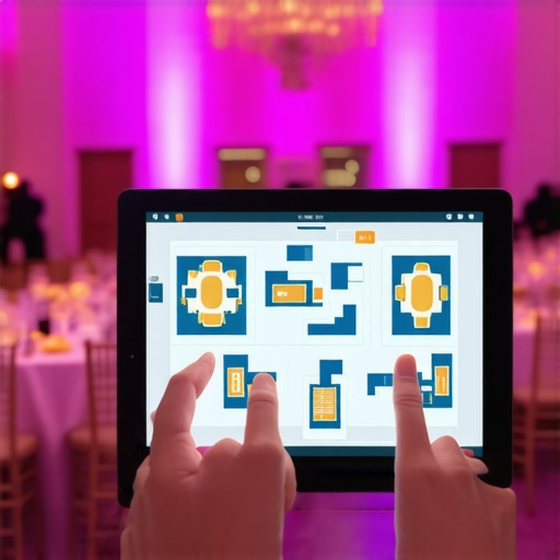 Digital floor plan tool being used to map server movement in a luxury ballroom.