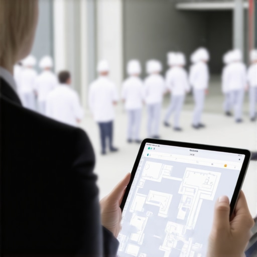 A professional using digital tools to plan server movements in a warehouse venue.