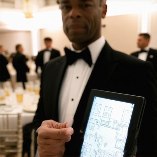 Event lead using a tablet for digital floor plan management