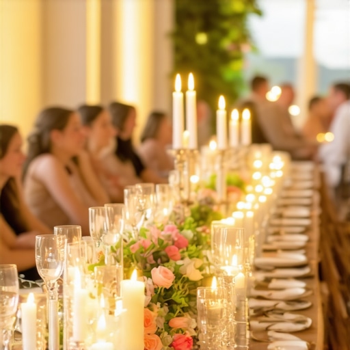 Elegant Kings Table Seating Arrangement A long wedding table styled to encourage guest interaction with low centerpieces.