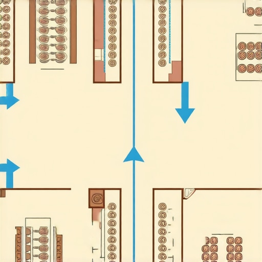 Diagram of an event hall floor plan with separate coffee and dessert stations to avoid bottlenecks.