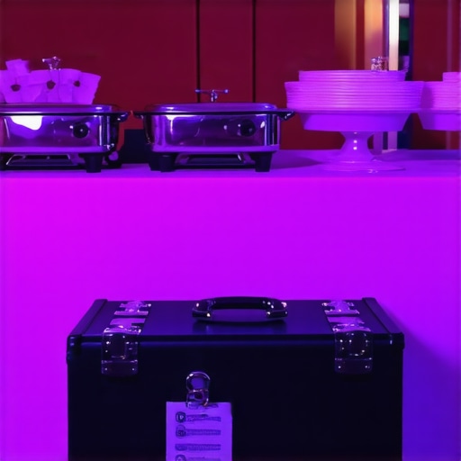 Professional event gear including a power station and emergency kit for catering success.