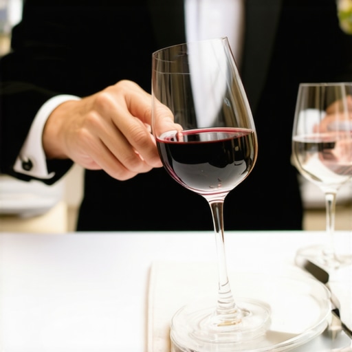A professional server providing discreet service at a high-end corporate event.