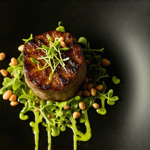 Gourmet Keto-Vegan Bridge Dish A high-end seared cauliflower steak suitable for keto and vegan wedding guests.