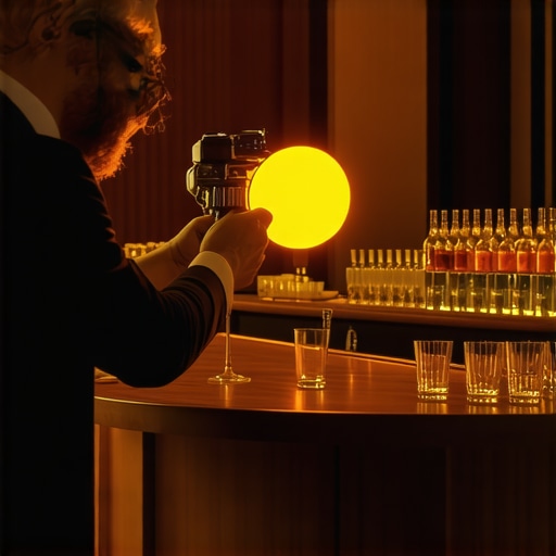 Photographer lighting a mahogany bar at a corporate gala