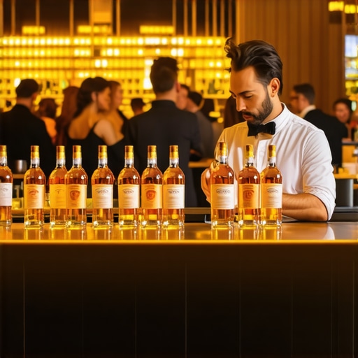 Liquor Inventory Audit During Event Bartender performing a discreet liquor stock check during a corporate gala.