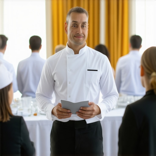 Mastering Event Service Logistics Professional server briefing at a luxury event