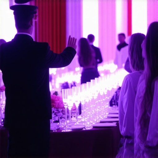 A lead server coordinating staff at a luxury corporate event.