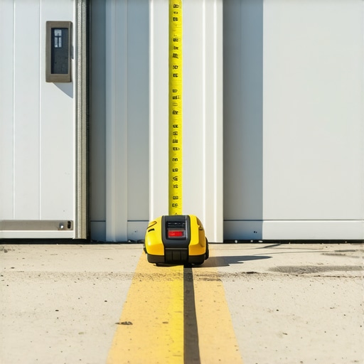 Measuring Venue Access Points A professional event planner using a tape measure to check the width of a service entrance door in a loading dock.