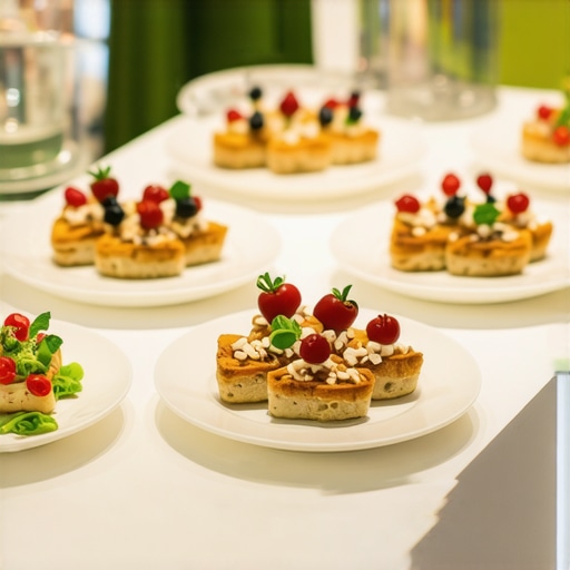 Minimalist Small Plate Catering Presentation A professional catering setup showing the trend of small plate service for better event flow.