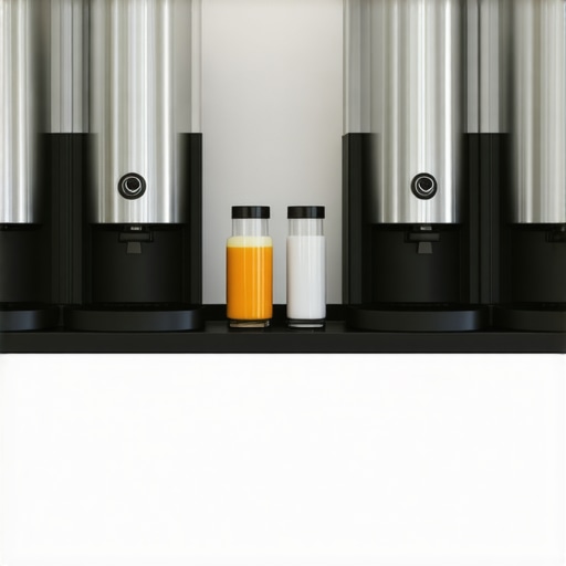 A high-performance corporate coffee station setup showing the physical separation of beverage dispensers and condiments to prevent guest bottlenecks.