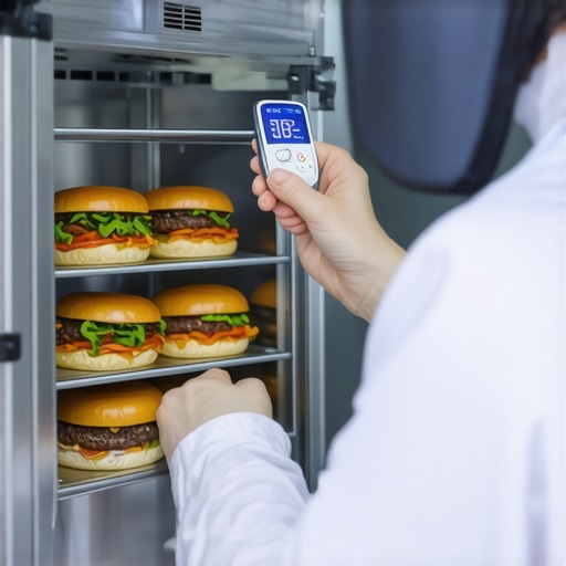 A server checking slider temperatures with a digital probe in a professional kitchen.