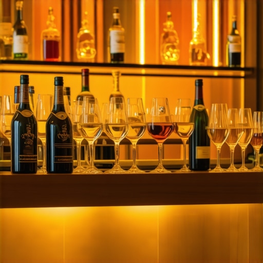 Professional Bar Logistics for High-End Events A well-organized bar setup for a luxury event featuring chilled wine and elegant glassware.