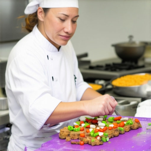 Professional Cross-Contamination Prevention in Catering A chef using dedicated allergy-safe equipment in a professional kitchen.
