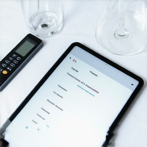 Professional Digital Event Logistics Tools Tablet showing digital event floor plan and timeline for catering management