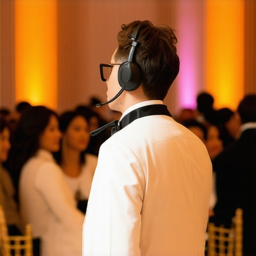 Professional Event Captain Overseeing Floor Operations A lead server or event captain monitoring a busy corporate gala for service efficiency.