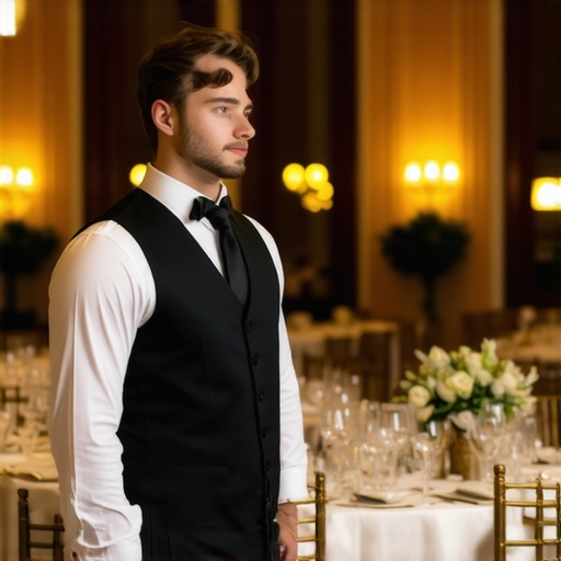 A professional server lead managing a luxury event to ensure high-quality service.