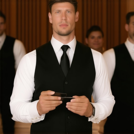 A lead server coordinating a banquet team in a luxury ballroom setting.