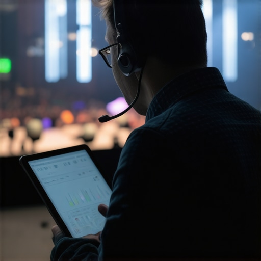 An event production professional managing the technical cues for a corporate gala.