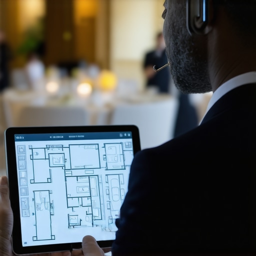 Event coordinator using a tablet and earpiece for seamless event management