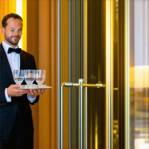 Professional Gatekeeper Handling Late Guests An event server managing the entrance for late arriving guests at a formal ceremony.