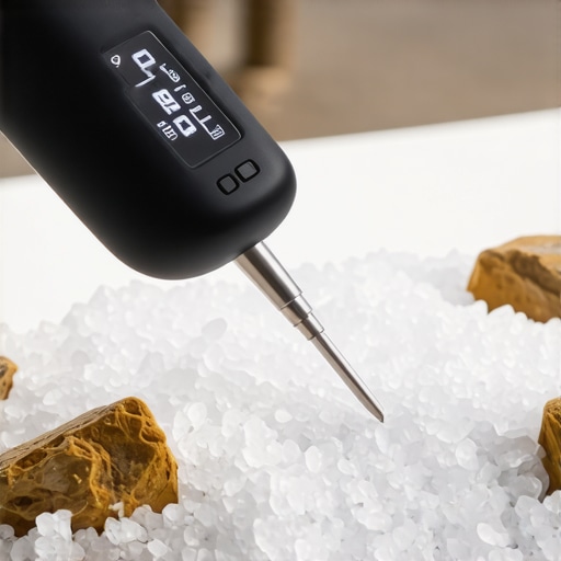 Professional Temperature Monitoring for Luxury Catering Digital thermometer probe in saltwater ice slurry for seafood catering safety