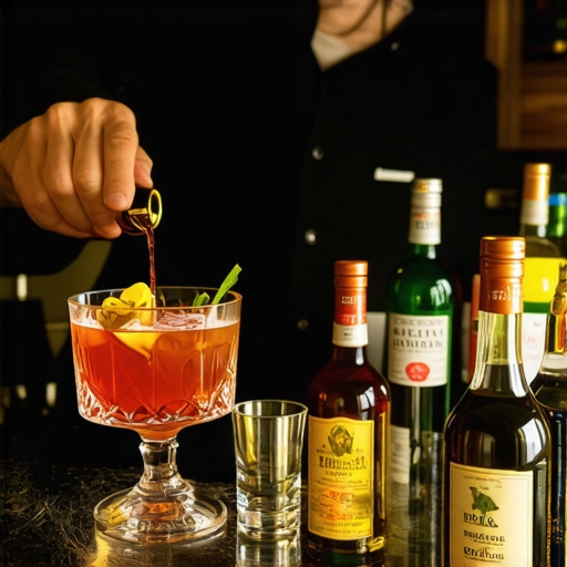 A bartender using a jigger to ensure a precise pour at a corporate event bar to manage costs and quality.