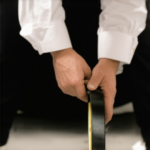 Professional cable management at a high-end event Technician taping down cables to ensure safety and aesthetic at a gala