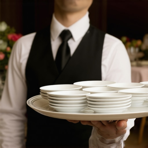 Professional server delivering high-end catering at a corporate event