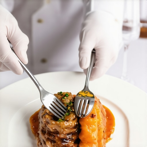 Professional silver service tong technique A server using the traditional fork and spoon tong method for French service.