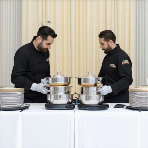 Satellite Plating Station Setup Catering team managing a satellite station for temperature-controlled service.