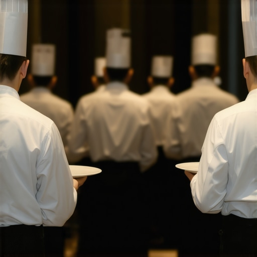 Server Efficiency in High-Volume Catering Professional servers navigating a busy catering environment with trays of food