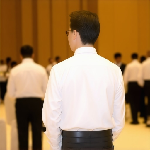 Strategic Event Floor Management A professional lead server overseeing a high-volume corporate event with precision.