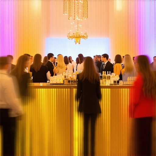 Large event hall showing the intentional distance between the dining area and the bar to encourage movement.