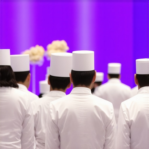 Synchronized Server Excellence A team of professional servers providing synchronized service at a luxury corporate gala.