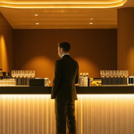 The Art of the Ghost Perimeter in Event Staffing A professional server practicing discreet observation in a luxury corporate lounge setting.