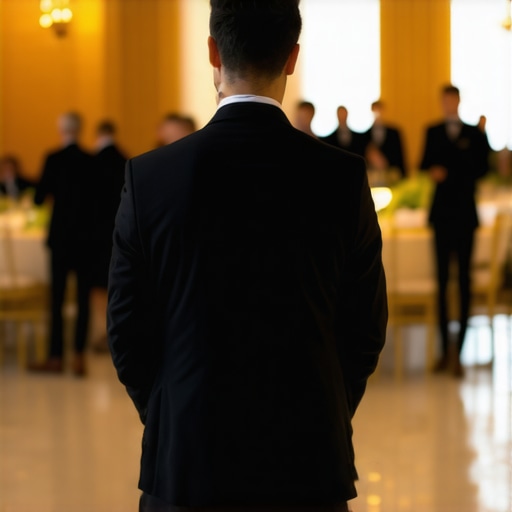 Professional event captain overseeing a high-end gala service